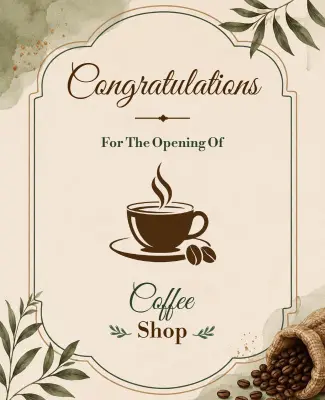 Congratulations on New Coffee Shop Opening Poster Template
