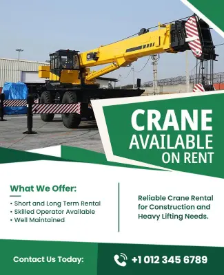 Construction Crane Rental Services Flyer Template