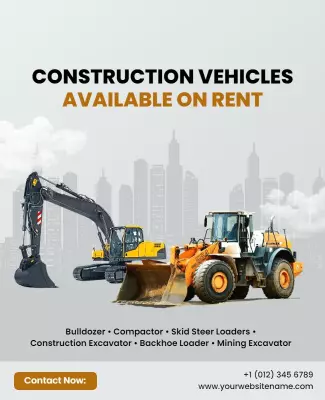 Construction Equipment Rental Services Flyer Template