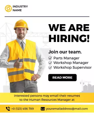 Construction Industry Job Hiring Announcement Flyer Template