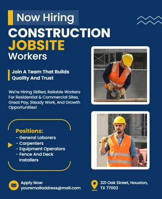 Construction Jobsite Hiring Flyer Template