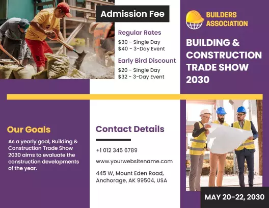 Construction Trade Show Event Networking and Exhibition Brochure Template