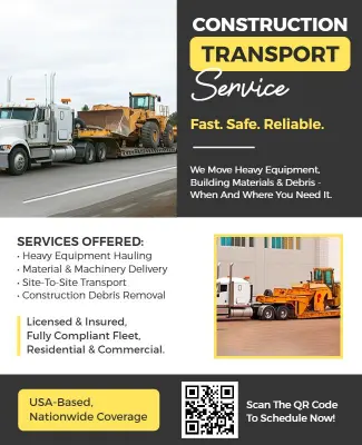 Construction Transport Services Flyer Template