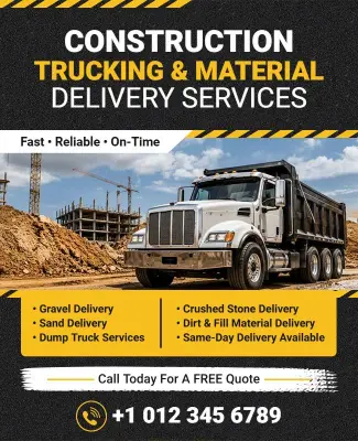 Construction Trucking and Material Delivery Flyer Template