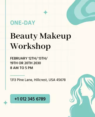 Contemporary Aqua Beauty Makeup Workshop Poster Template