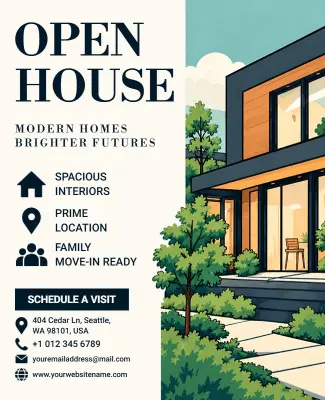 Contemporary Architecture Open House Invitation Flyer Template