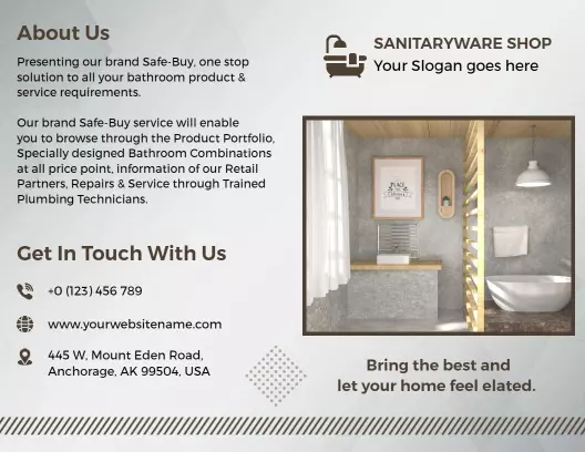 Contemporary Bathroom Design and Sanitary Ware Shop Brochure Template