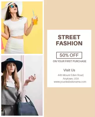Contemporary Beige Street Fashion Sale Poster Template