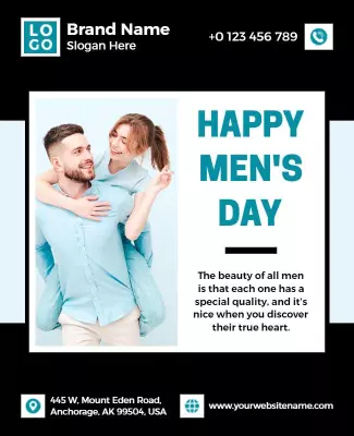 Contemporary Black and Blue Men's Day Celebration Poster Template
