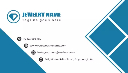 Contemporary Blue Geometric Jewelry Business Card Template