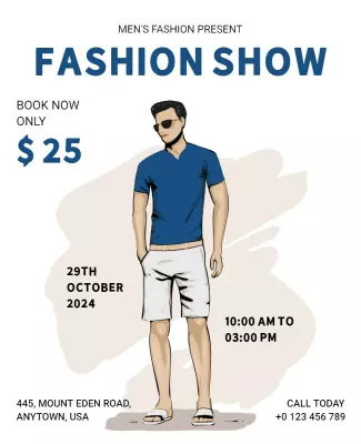 Contemporary Blue Men's Fashion Show Flyer Template