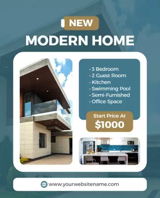 Contemporary Blue Modern Home Listing Poster Template