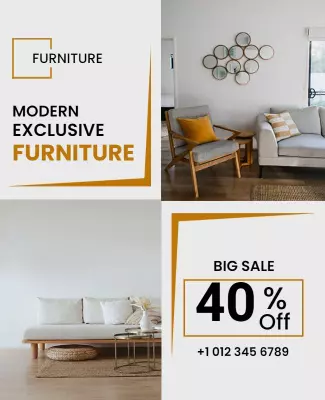 Contemporary Elegant Modern Furniture Sale Poster Template