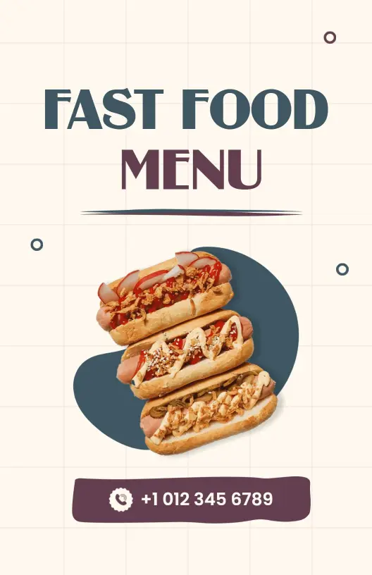 Contemporary Fast Food Dine-in Menu Template