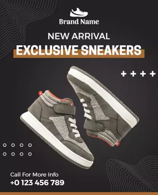 Contemporary Gray Exclusive Sneakers Promotion Flyer Template