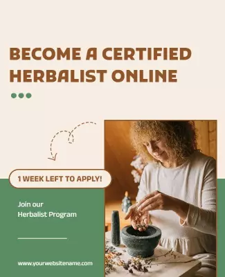 Contemporary Green Herbalist Certification Program Poster Template