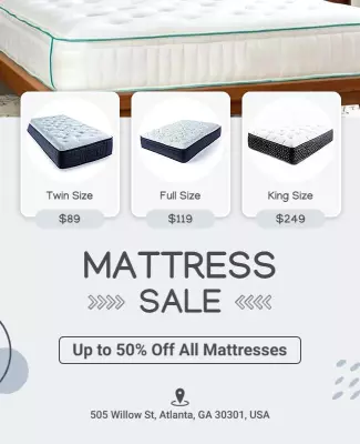 Contemporary Grey Mattress Sale Promotion Poster Template