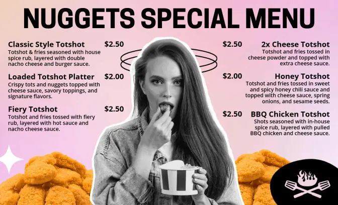 Contemporary Illustrated Nuggets Special Menu Template