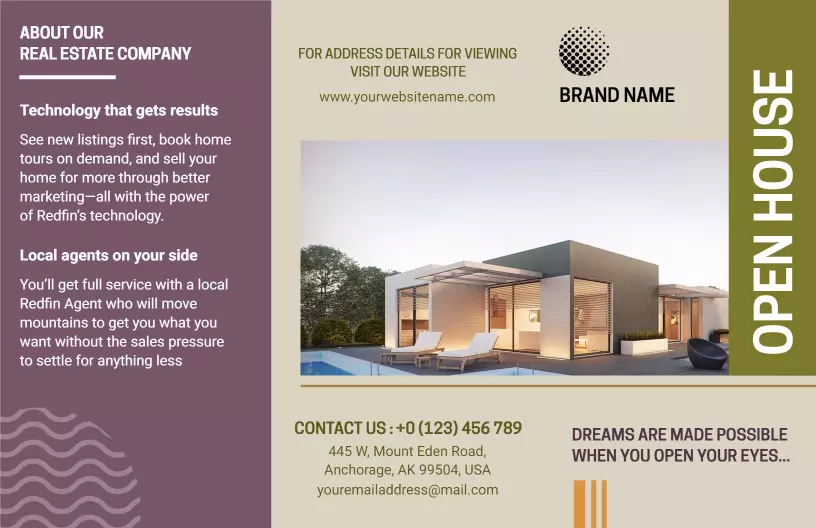 Contemporary Open House Real Estate Viewing Brochure Template