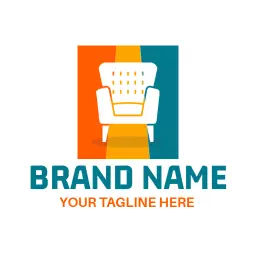 Contemporary Orange and Teal Chair Design for Furniture Logo Template
