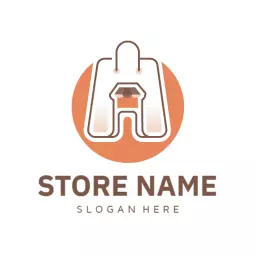 Contemporary Orange Shopping Bag Design for Departmental Store Logo Template