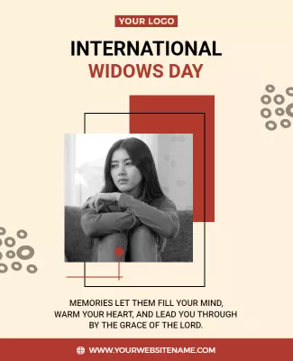 Contemporary Red and Cream International Widows Day Poster Template