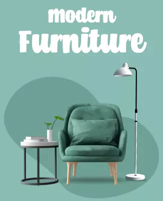 Contemporary Teal Modern Furniture Collection Poster Template