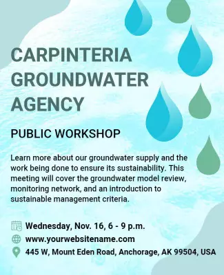 Contemporary Teal Water Conservation Workshop Poster Template