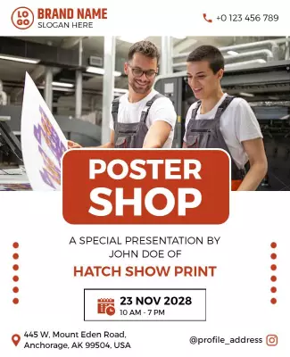 Contemporary Workshop Design for Poster Shop Event Poster Template