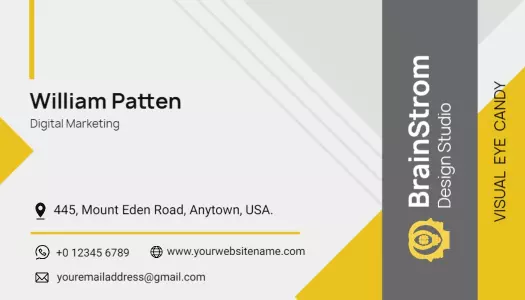 Contemporary Yellow Corporate Digital Marketing Business Card Template