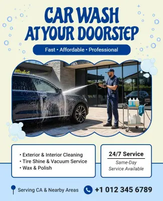 Convenient Car Wash at Your Doorstep Flyer Template