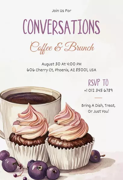 Conversations Coffee and Brunch Gathering Invitation Template