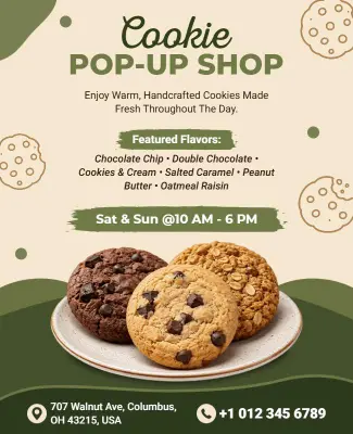 Cookie Pop-up Shop Event Flyer Template