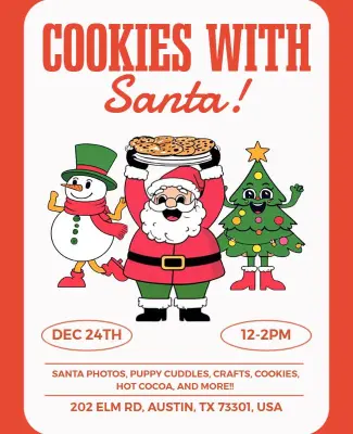 Cookies with Santa Holiday Event Flyer Template