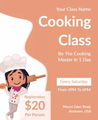 Playful Chef Cooking Class Registration Flyer Template