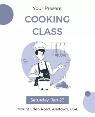 Chic Minimalist Cooking Class Invitation Flyer Template