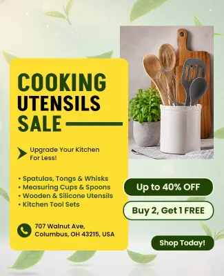 Cooking Utensils Sale Promotional Flyer Template