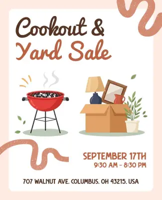 Cookout and Yard Sale Event Poster Template