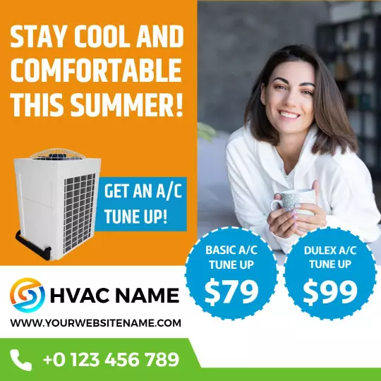 Cool Blue A/C Tune-Up Promotion for Summer Comfort Ad Template