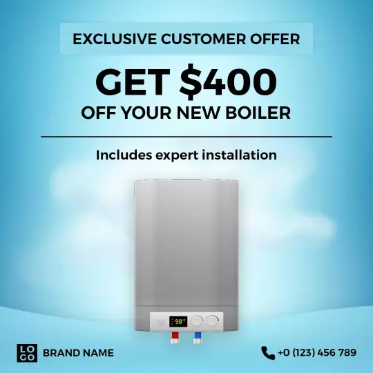 Cool Blue Boiler Installation Offer with $400 Discount Ad Template