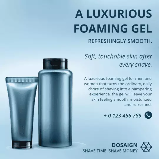Cool Blue Foaming Gel for Luxurious Skin Care Ad Template