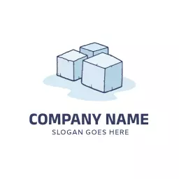 Cool Blue Ice Cubes Representing Chilled Refreshments Logo Template