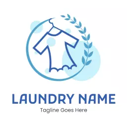 Cool Blue Laundry Design Featuring Clean Clothing Icon Logo Template