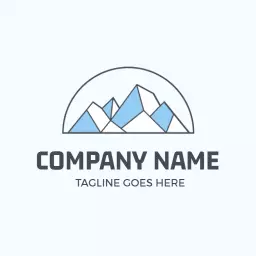 Cool Blue Mountain Peaks Evoking Ice Adventure Logo Template