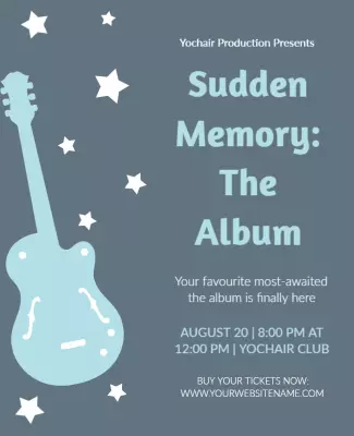 Cool Blue Musical Album Launch Event Poster Template