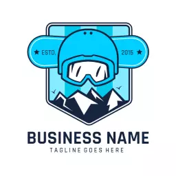 Cool Blue Snowboarding Design Featuring Mountain Elements Logo Template