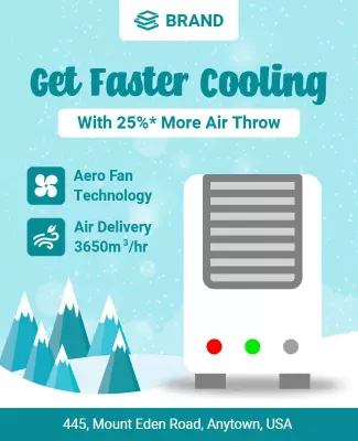 Cool Blue Winter Air Conditioning Promotion Poster Template