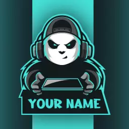 Cool Panda Mascot Gaming Together in Competitive Esports Logo Template