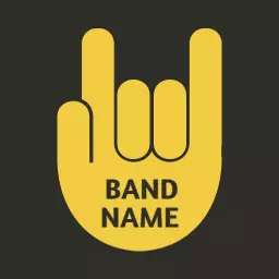 Cool Yellow Hand Signal Representing Rock Band Name Logo Template