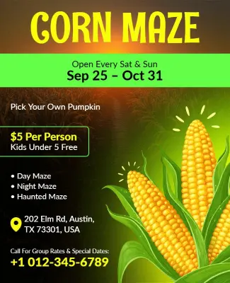Corn Maze Seasonal Event Flyer Template